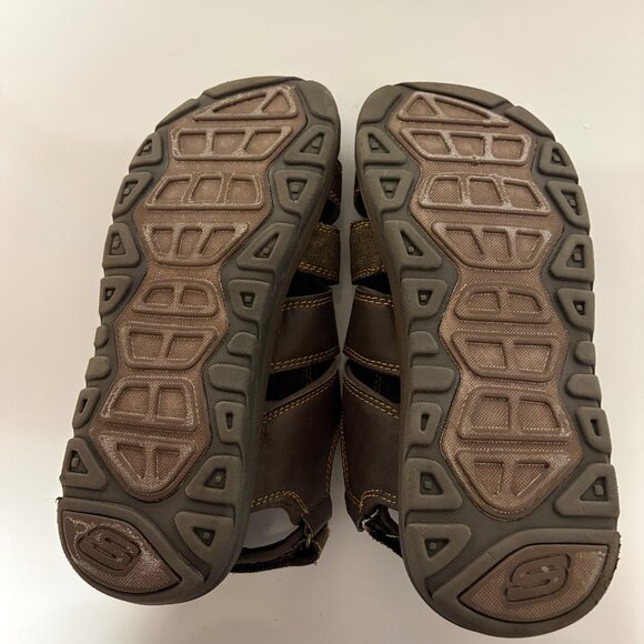 Skechers Relaxed Fit Mens Sandals Size 12 Brown Memory Foam Adjustable Straps - Picture 6 of 8